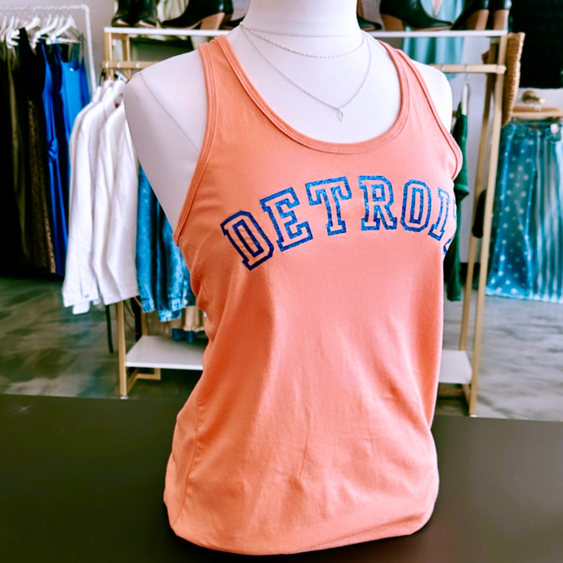 Detroit Graphic Tank Top (Orange / Blue) - SALE