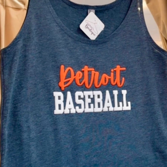 Detroit Baseball Puff Tank Top (Blue)