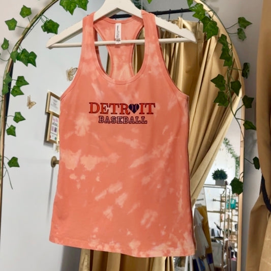 Detroit Baseball Tie-Dye Orange Tank Top - FINAL SALE