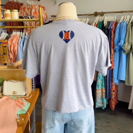 Detroit Baseball Puff Graphic Boxy T-Shirt (Grey)