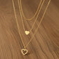 Triple Layered Gold Plated Heart Necklace