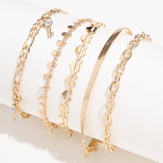 Sweet Heart Layered Anklet