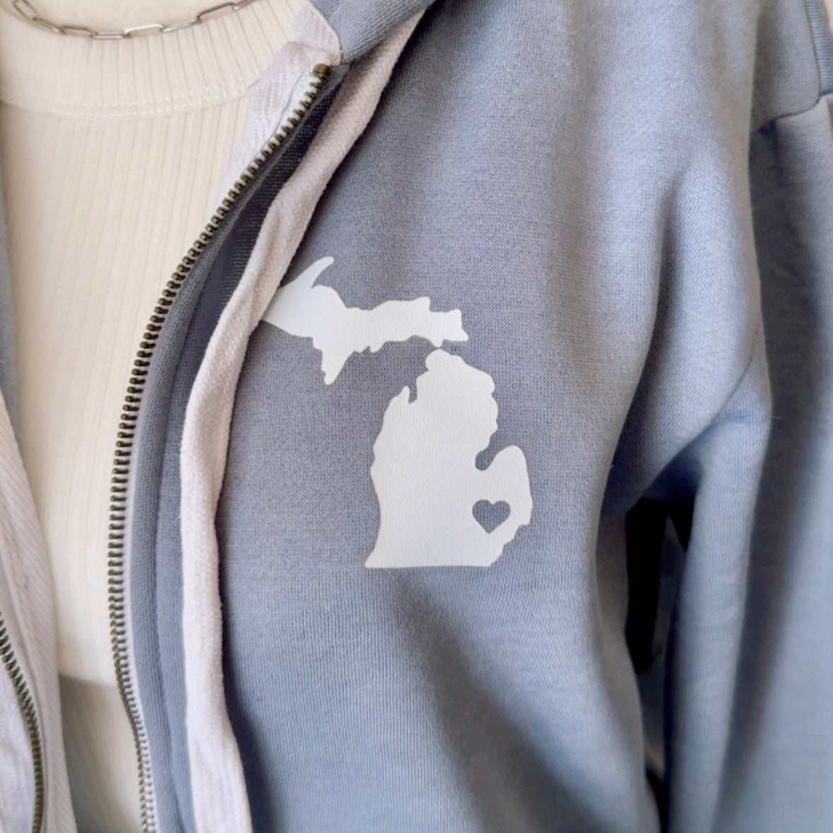 Michigan Zip Up Hoodie (Slate)