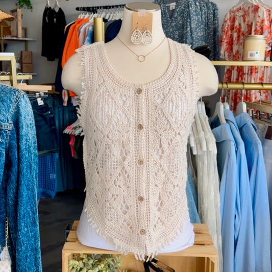 Crochet Button Front Vest