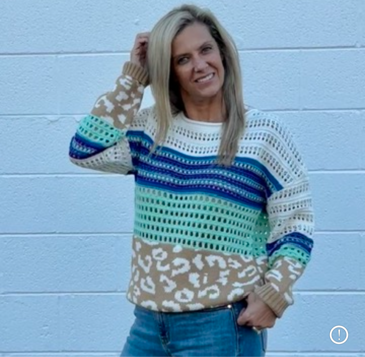 Color Block Leopard Knit Sweater - SALE