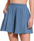 Woven Smocked Waist Shorts With Pockets (Blue) - SALE