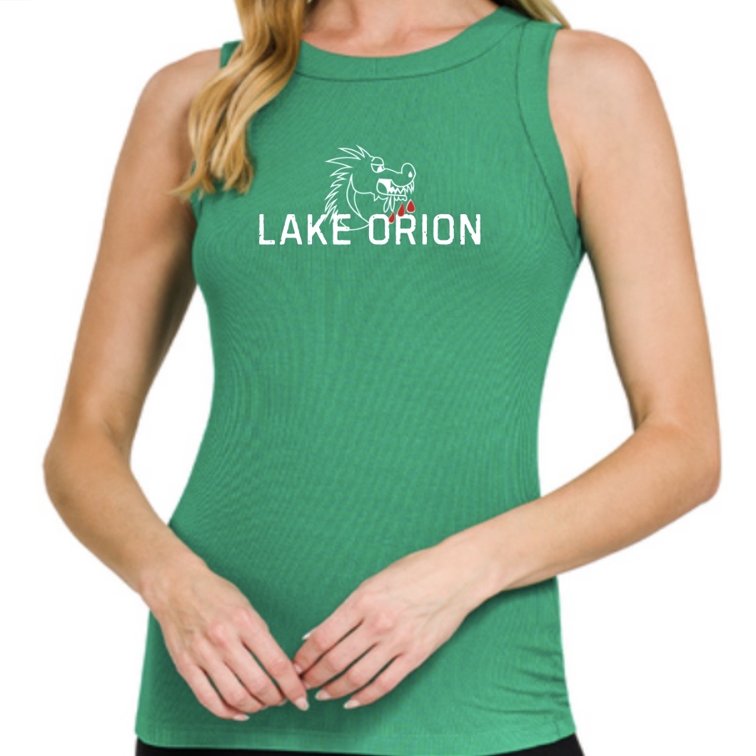 Lake Orion Ribbed Round Neck Tank Top (Green)