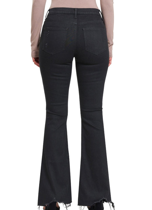 Michelle Raw Hem Bootcut Pants (Black) - SALE