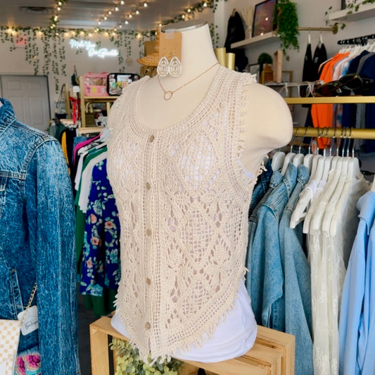Crochet Button Front Vest