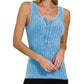 Serena Henley Tank Top (Blue)