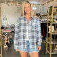 Fall Days Plaid Button Down Top (Blue) - SALE