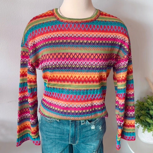 Multicolor Jacquard Long Sleeve Top- SALE