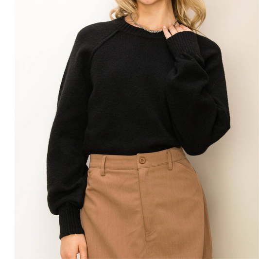 Raglan Sleeve Sweater (Black) - SALE