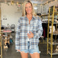 Fall Days Plaid Button Down Top (Blue) - SALE