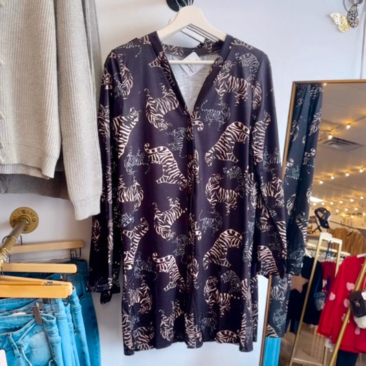 Wild Tiger Print Button Front Cardigan - SALE