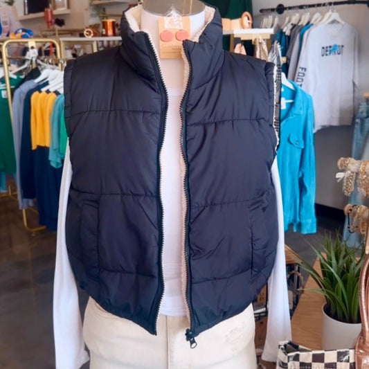 Reversible Puffer Vest (Black)
