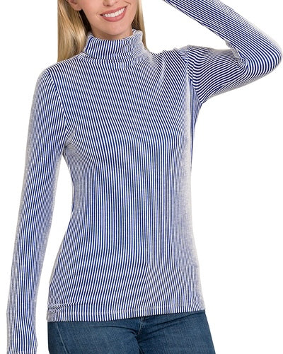 Two Tone Ribbed Turtle Neck (Blue)