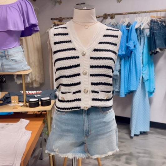 Stripe Sweater Vest (Black/White) - SALE