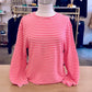 Pink and White Stripe Long Sleeve Top