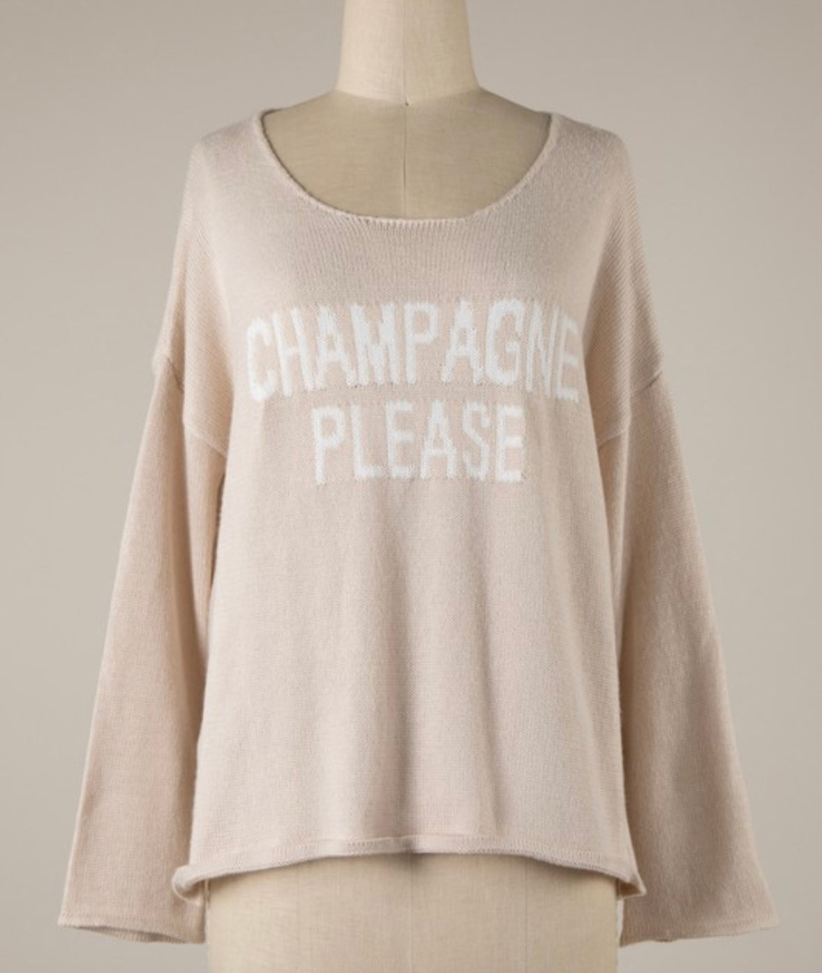 Champagne Please Knit Sweater (Beige)