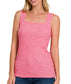 Ribbed Square Neck Tank Top (Magenta)