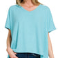Ribbed V-Neck Top (Sky Blue)
