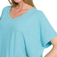 Ribbed V-Neck Top (Sky Blue)