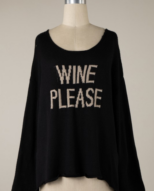Wine Please Knit Sweater (Black)