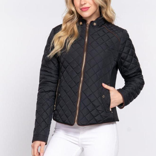 Piper Quilted Ribbed Jacket (Black)