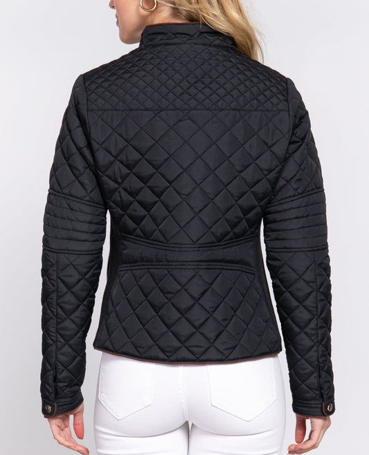 Piper Quilted Ribbed Jacket (Black)