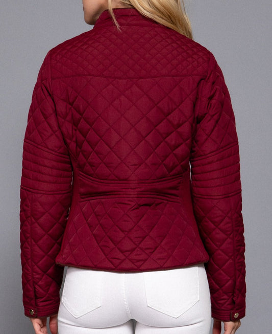 Piper Quilted Ribbed Jacket (Merlot) - SALE