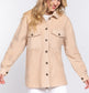 Fleece Shacket With Pockets (Beige)