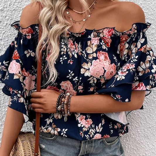 Marie Ruffle Off Shoulder Blouse