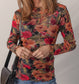Floral Print Long Sleeve Mesh Top