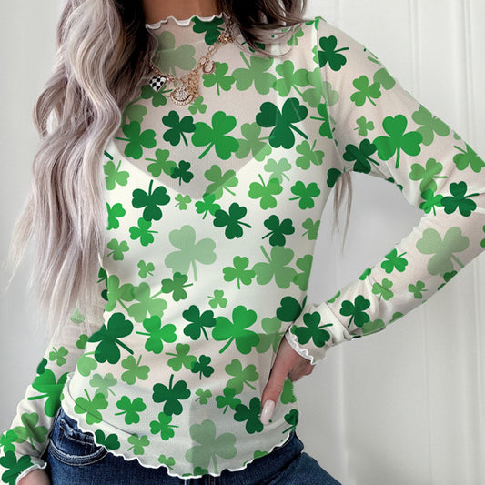 Feeling Lucky Shamrock Mesh Top