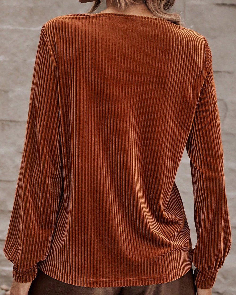 Chestnut Half Zip Velvet Top