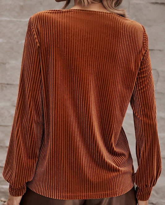 Chestnut Half Zip Velvet Top - SALE