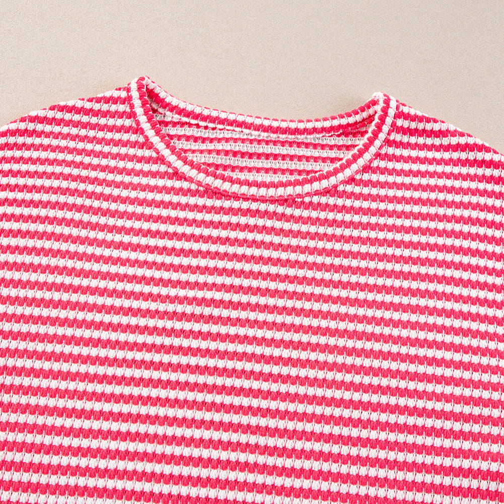 Pink and White Stripe Long Sleeve Top