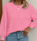 Pink and White Stripe Long Sleeve Top