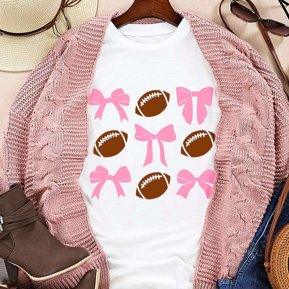 Bows and Football Graphic Tee - FINAL SALE