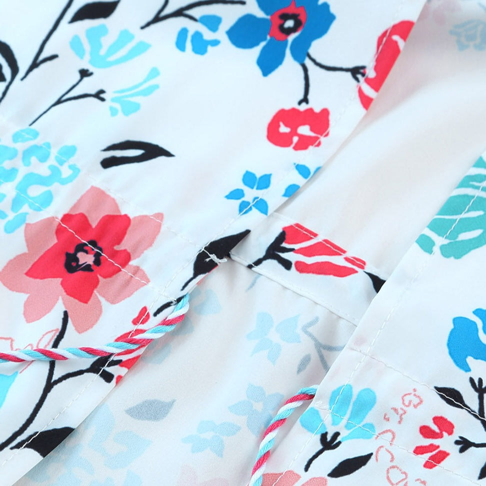 Floral Long Sleeve Tassel Kimono