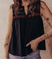 Shirred V Neck Sleeveless Top