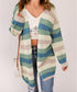 Long Striped Color Block Knit Cardigan