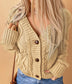 Front Pocket Textured Cardigan (Beige)