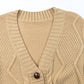 Front Pocket Textured Cardigan (Beige)