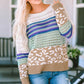 Color Block Leopard Knit Sweater - SALE