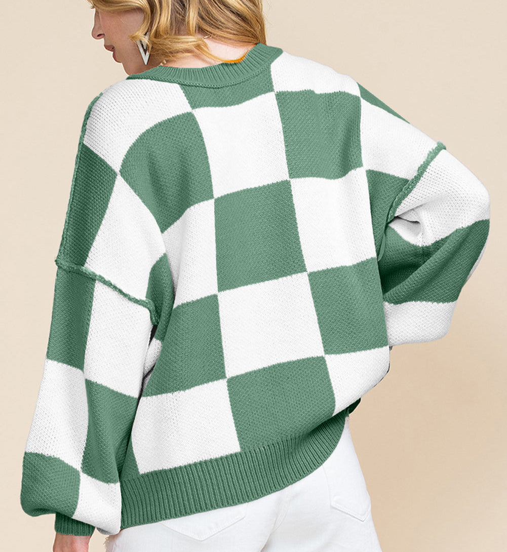 Green Checkered Sweater