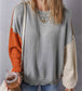 Color Block Ribbed Trim Sweater