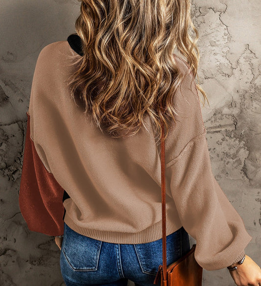 Color Block Rib Trim Sweater