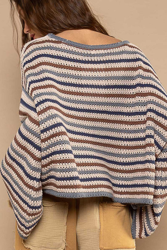 Gray Stripe Loose Fit Sweater - SALE